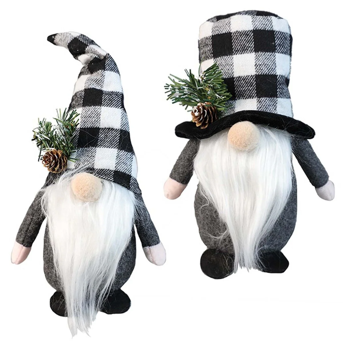 Fabric Standing Santa Gnome with Checkered Hat, 8 Inches, Assortment, 1 Count - Image 2