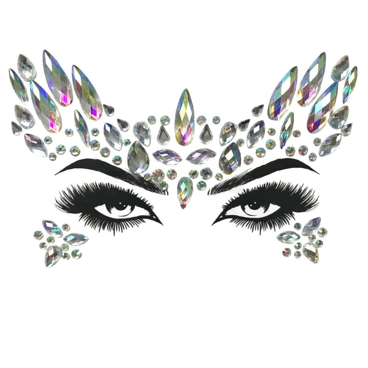 Iridescent face art crystal stickers