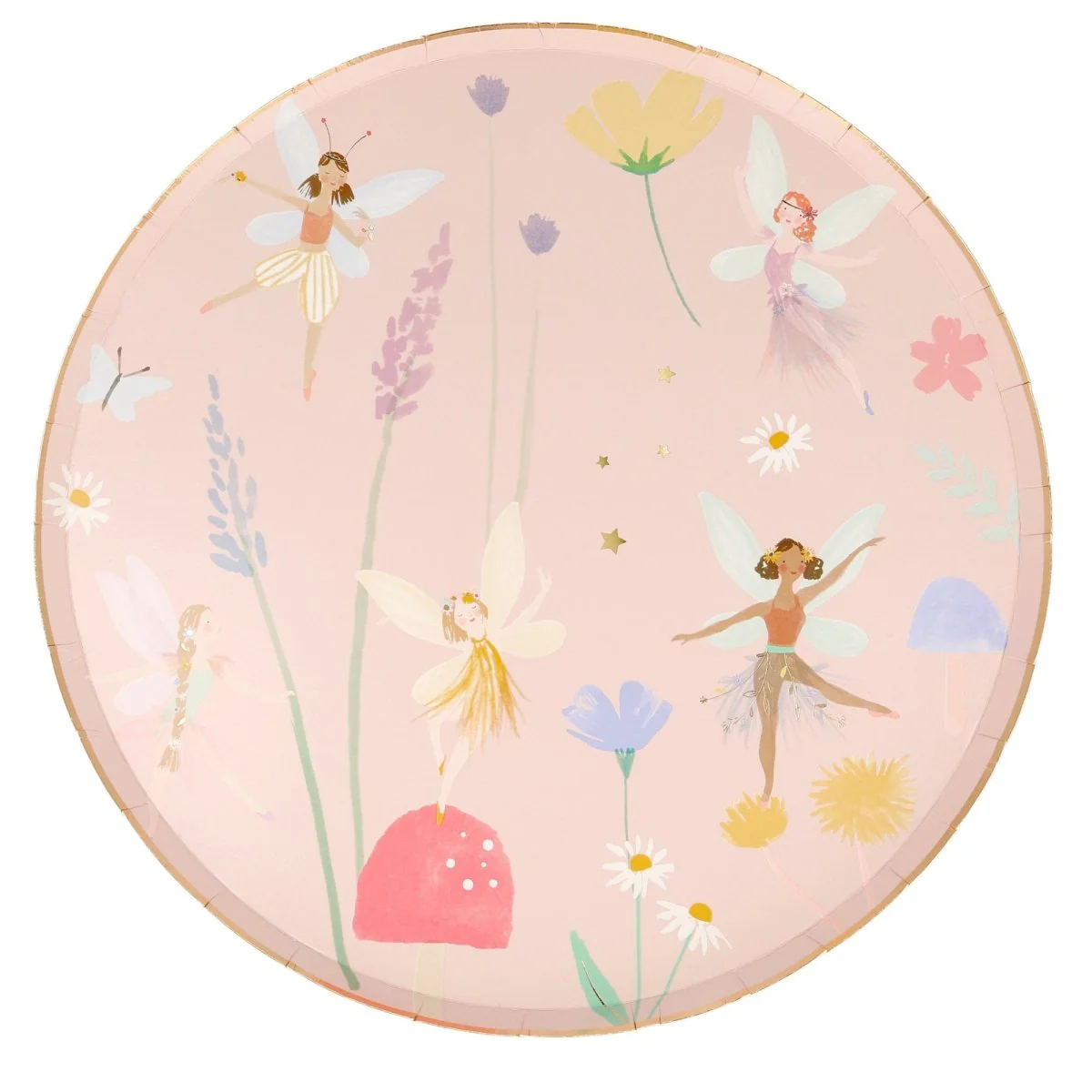 Fairy Large Round Lunch Paper Plates, 10.5 Inches, 8 Count