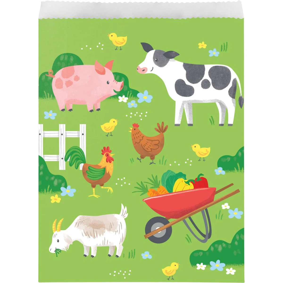 Farm Animals Birthday Paper Treat Bags, 8 Count