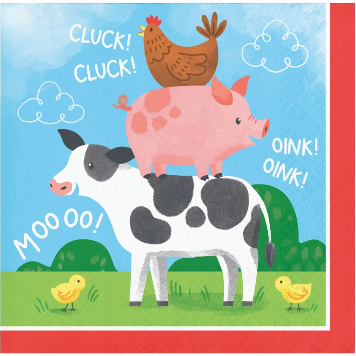 Farm Animals Birthday Small Beverage Napkins, 16 Count