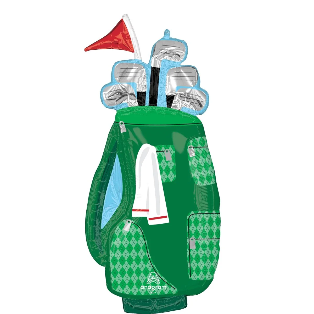 Father's Day Cart Golf Bag Supershape Foil Balloon, 17 Inches, 1 Count