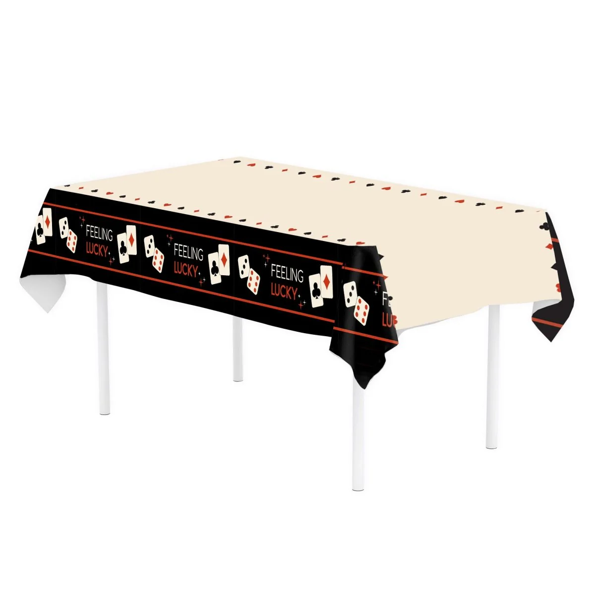 Feeling Lucky Rectangular Plastic Table Cover, 54 x 102 Inches, 1 Count