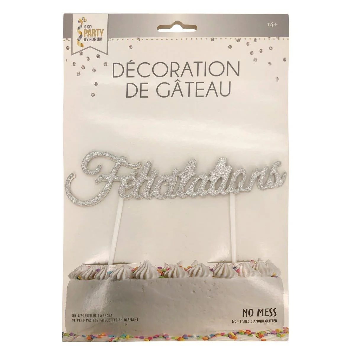 Félicitations silver cake topper