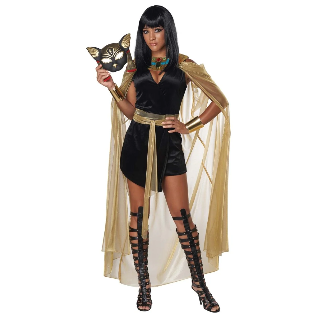 Feline Egyptian Goddess Costume for Adults, Black Dress - Image 3
