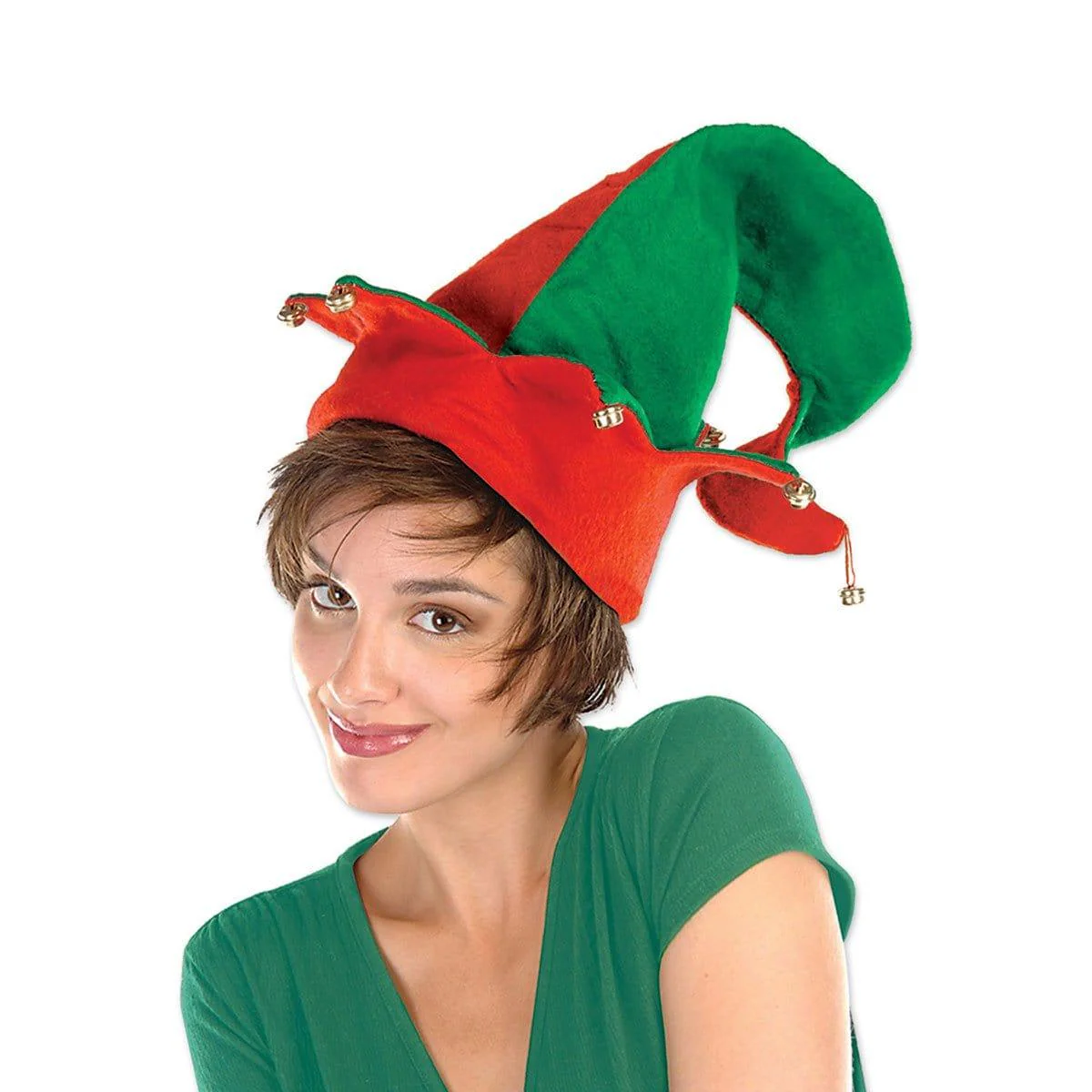 Elf Hat with Bells, Felt, Red and Green