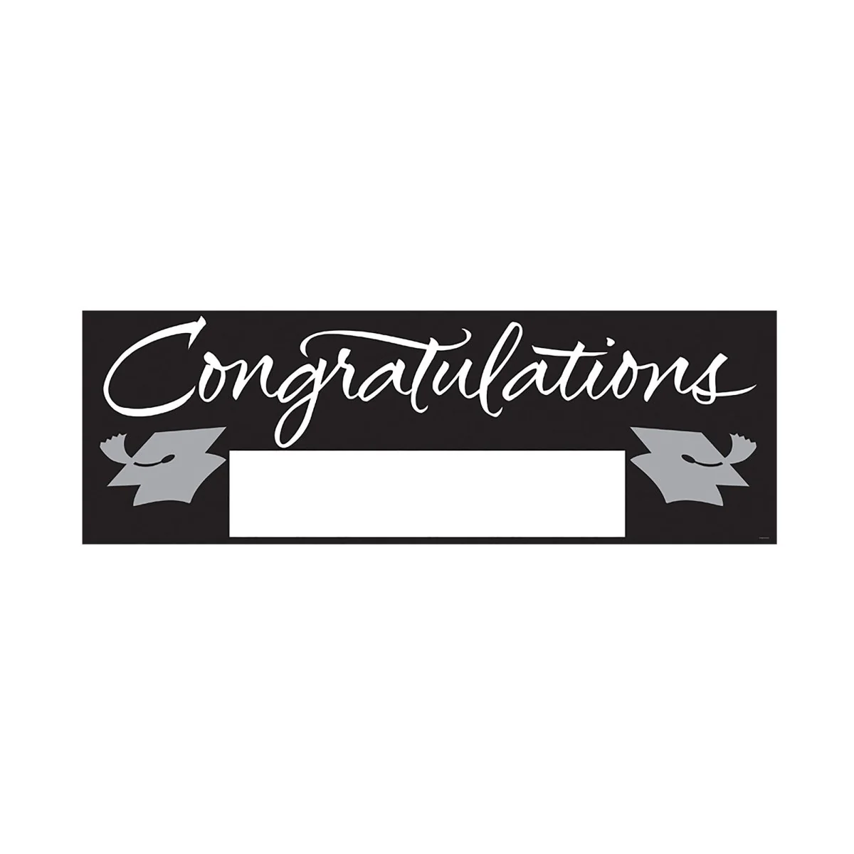 Fill-In Giant Graduation Banner, Black and Silver, 60 Inches, 1 Count