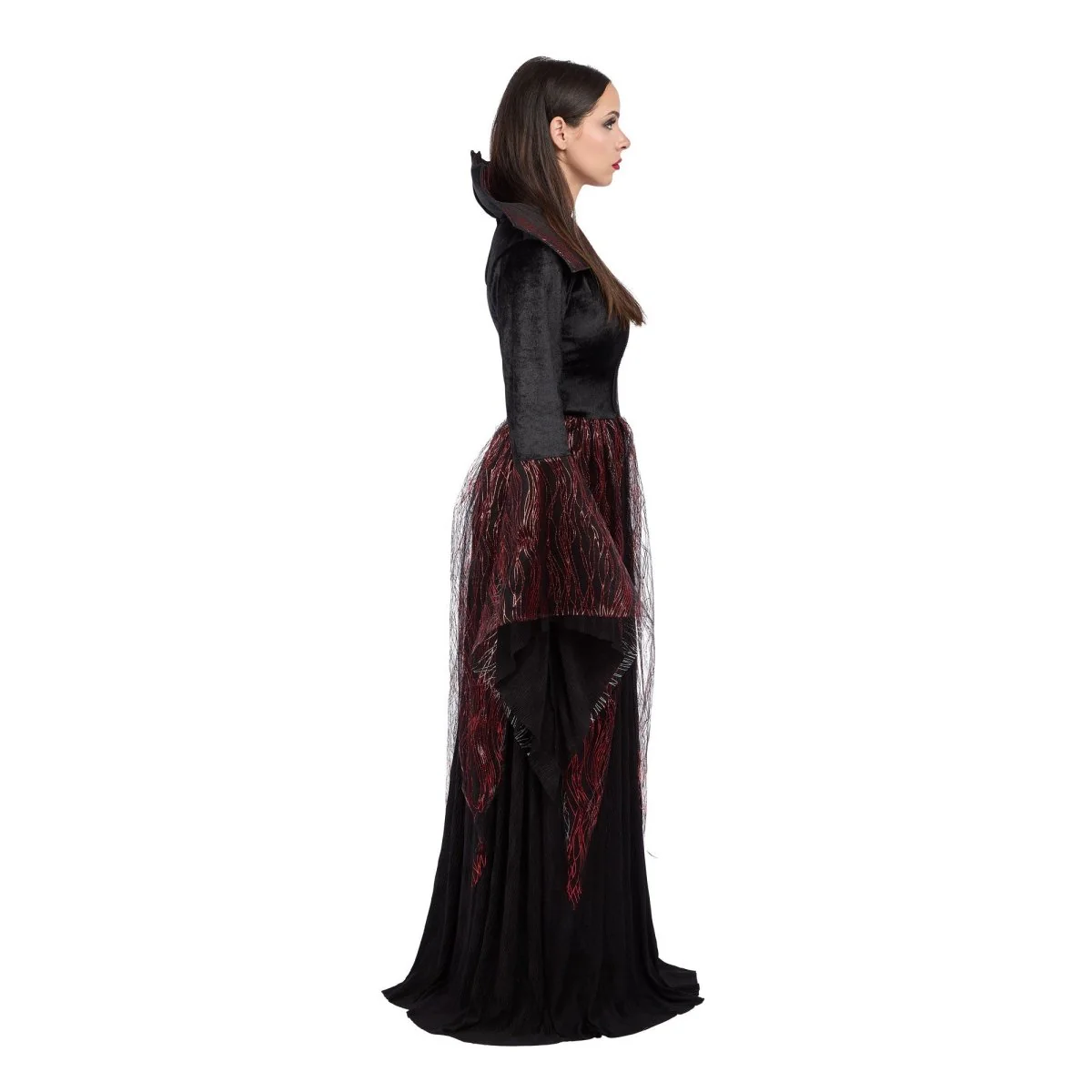 Fire Vampiress Costume for Adults, Black and Red Dress - Image 3