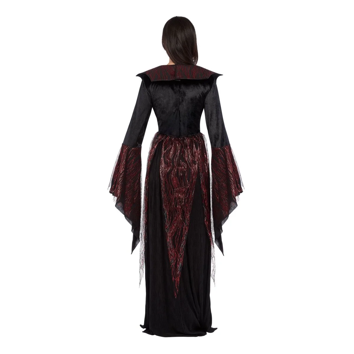 Fire Vampiress Costume for Adults, Black and Red Dress - Image 4
