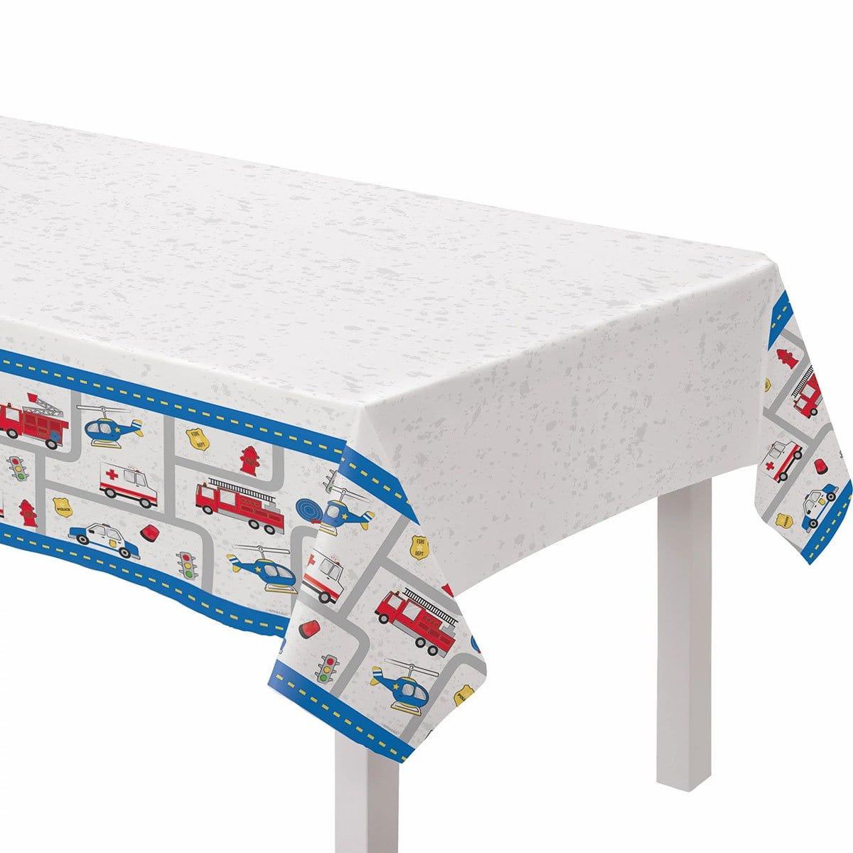 First Responders Birthday Party Rectangular Plastic Tablecover, 54 x 96 Inches, 1 Count