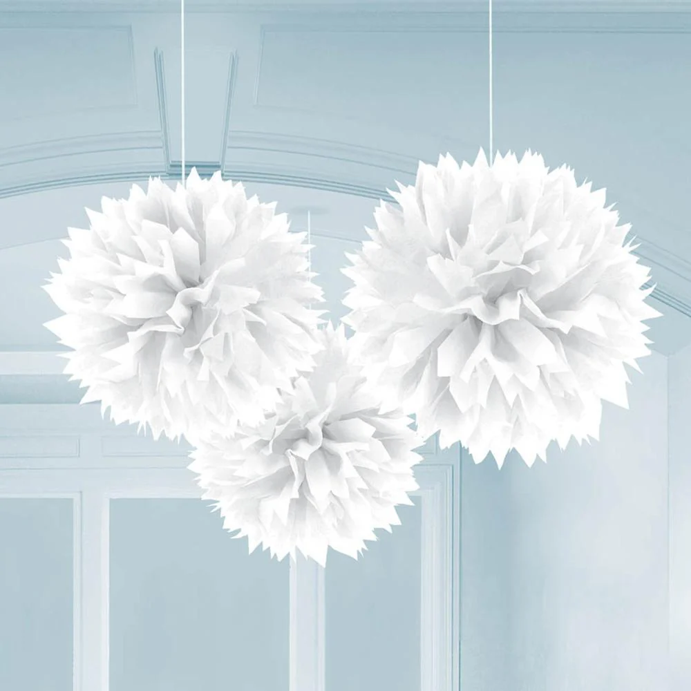 Fluffy Decoration, Frosty White, 3 Count