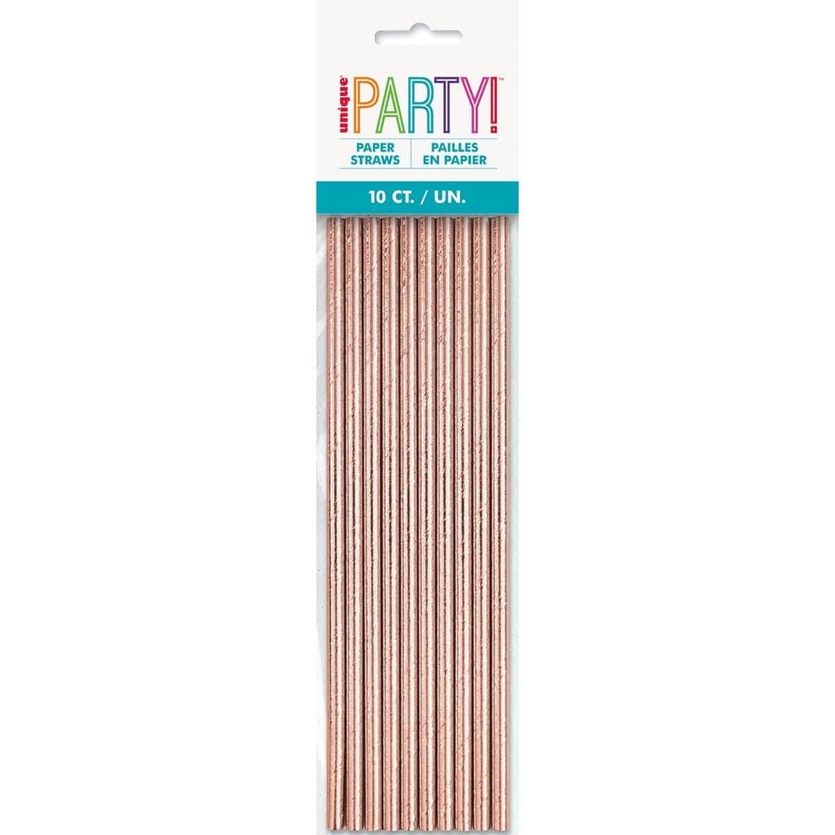 Foil Paper Straw 10/pkg - Rose Gold