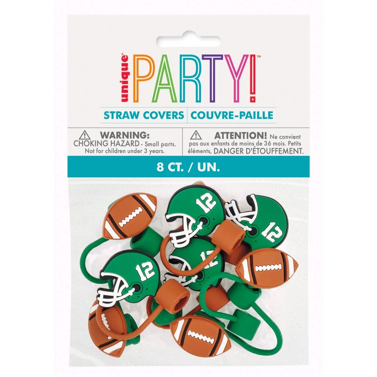 Football Silicone Straw Covers, 8 Count - Image 2