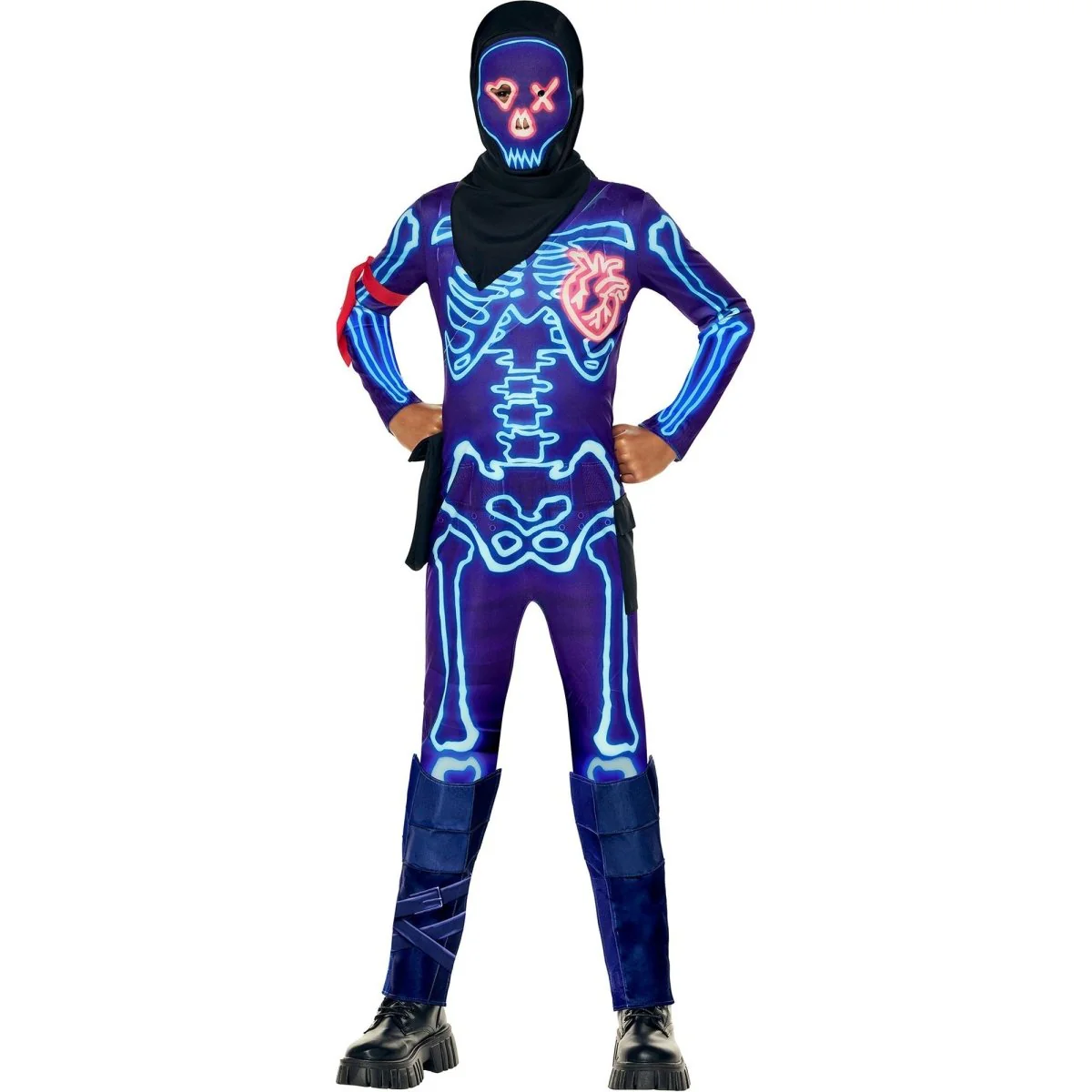 Fortnite Party Trooper Costume for Kids, Jumpsuit, Hood, Bandana, Mask and Accessories