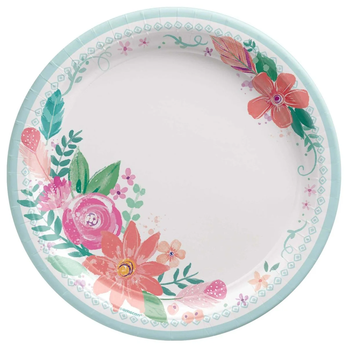 Free Spirit Birthday Small Round Dessert Paper Plates, 7 Inches, 8 Count