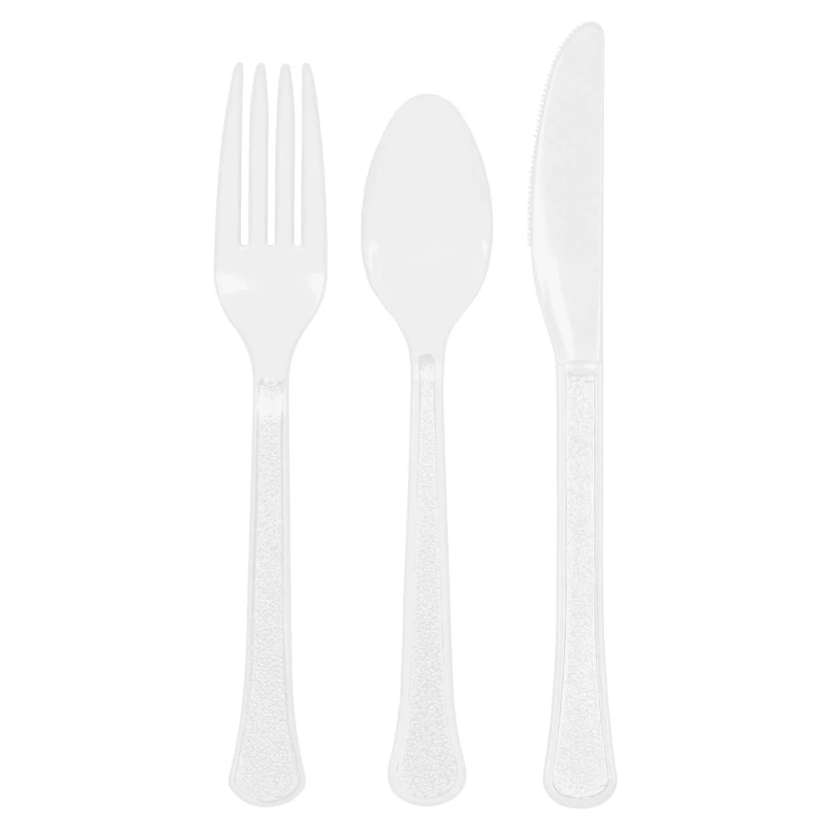 Frosty White Plastic Assorted Cutlery, 24 Count