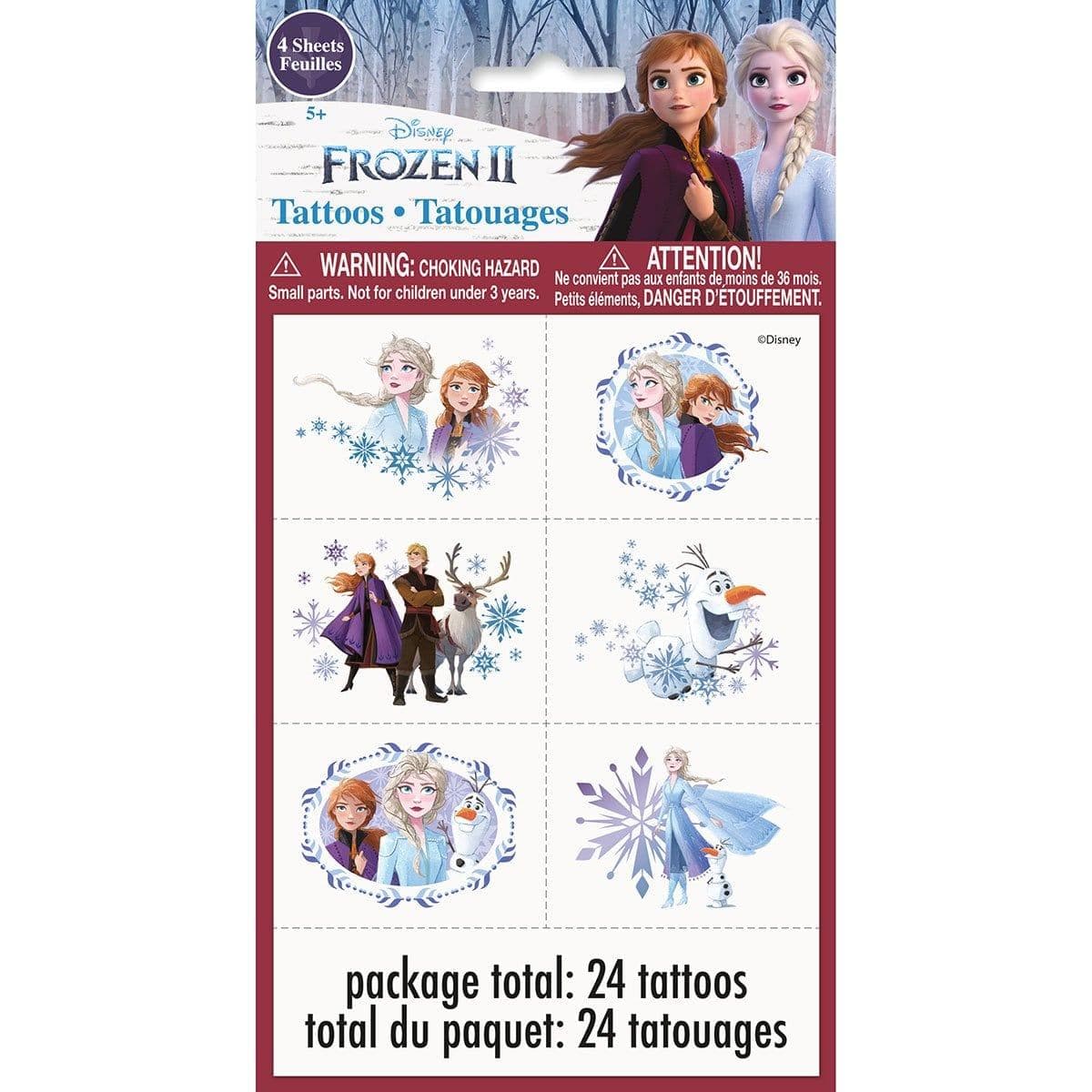 Frozen 2 temporary tattoos, 24 per package