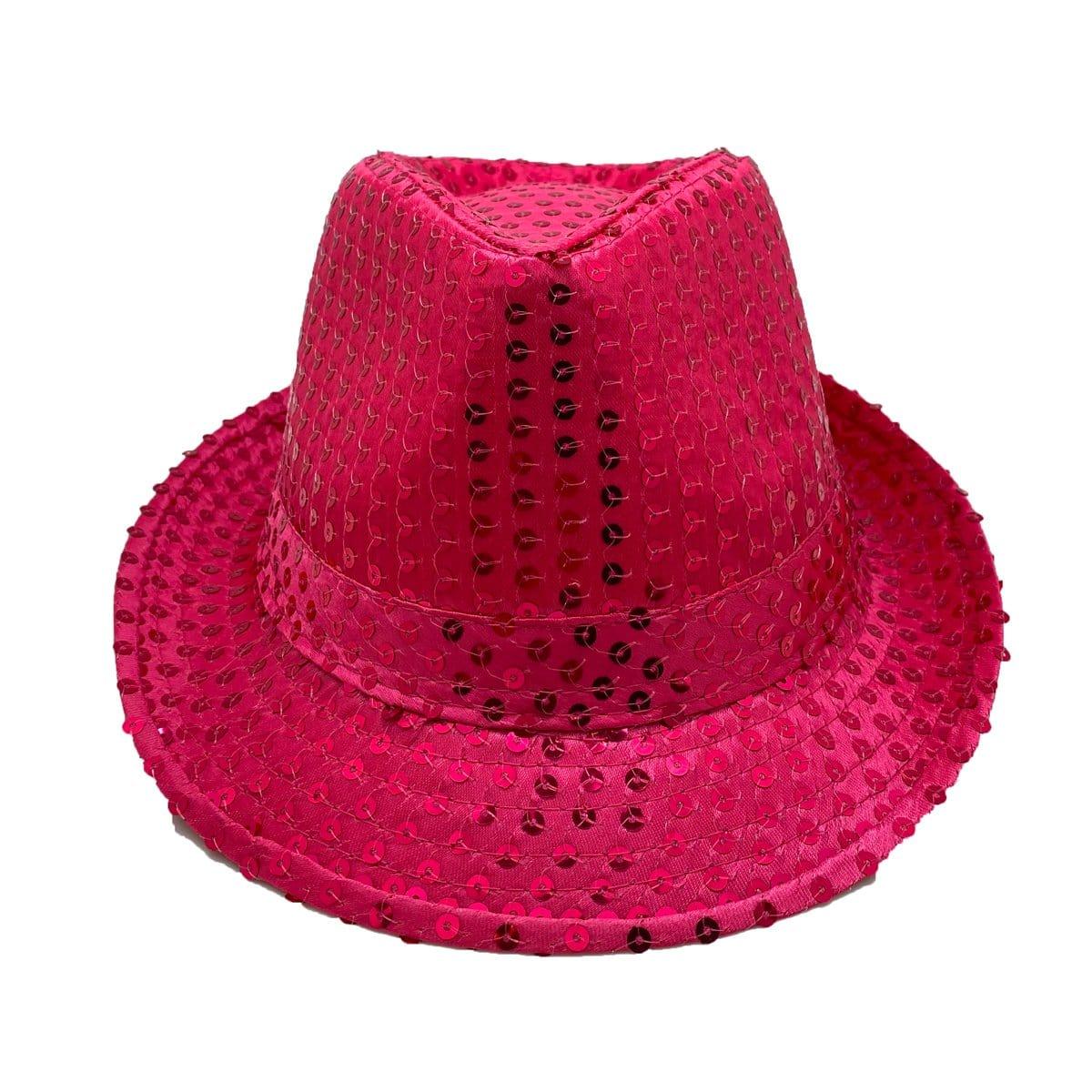 Fuchsia sequin fedora hat for adults - Image 2