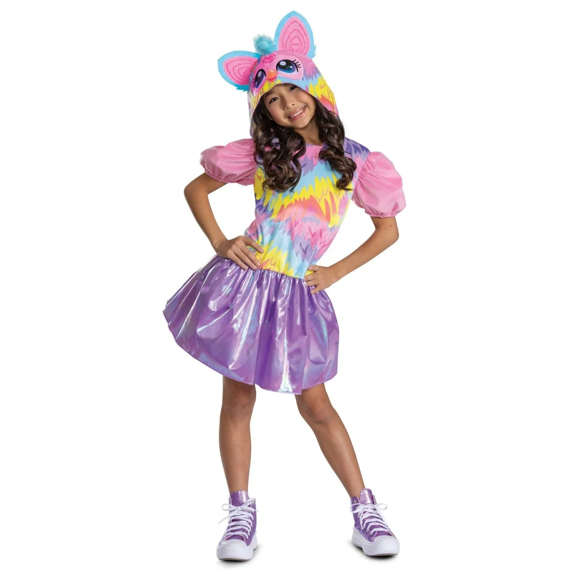 Furby Tie Dye Dress Costume for Kids, Hooded Dress