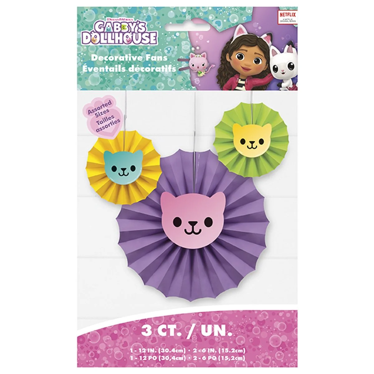 Gabby's Dollhouse Fan Decoration Kit, 3 Count