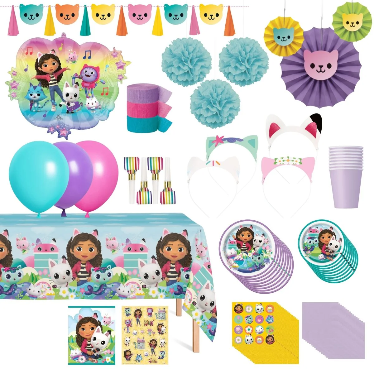 Gabby's Dollhouse Ultimate Birthday Party Supplies Kit, 8 Guests