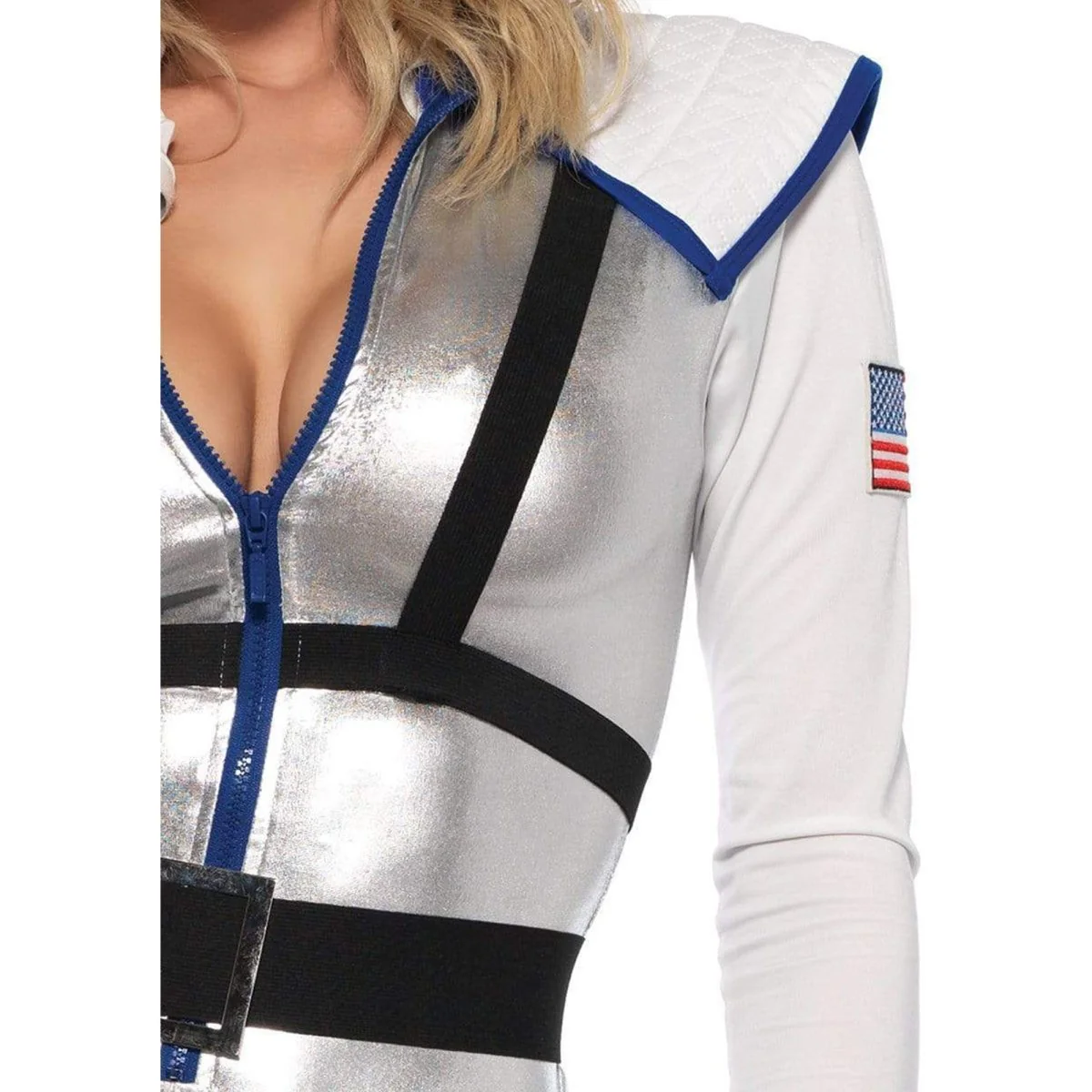 Galaxy Girl Sexy Costume for Adults, Grey and Blue Bodysuit - Image 4