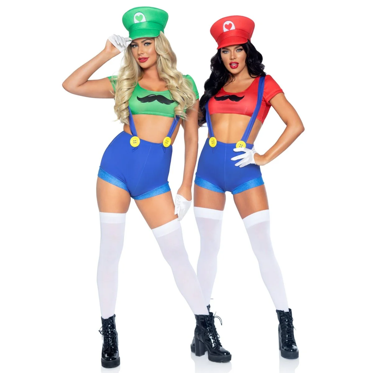 Gamer Babe Sexy Costume for Adults, Red Crop Top and Blue Short - Image 11
