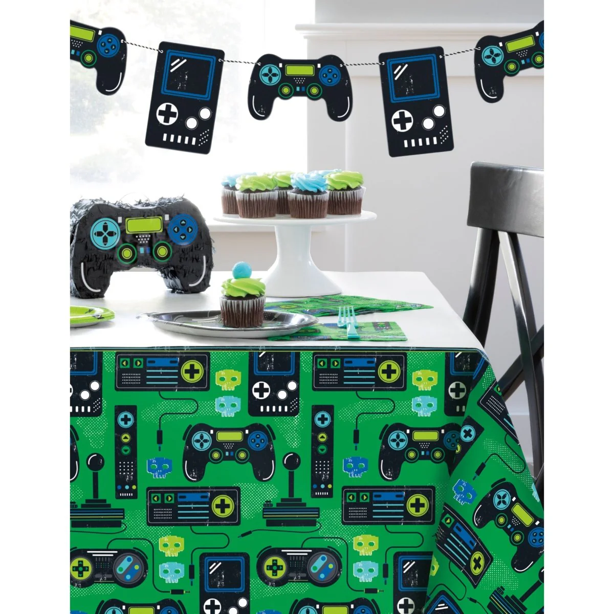 Gamer Birthday Large Gamepad Shaped Lunch Paper Plates, 9 Inches, 8 Count - Image 3