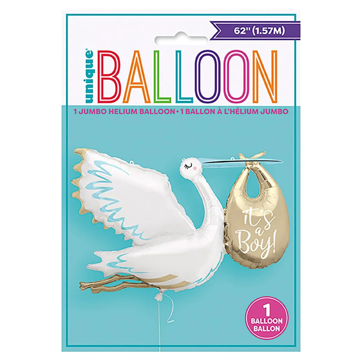 Gender Reveal Stork It's a Boy Supershape Balloon, 62 Inches, 1 Count - Image 2
