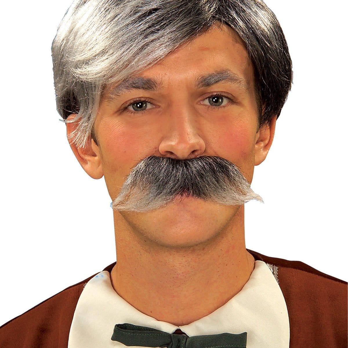 Gepetto grey wig and mustache set for men