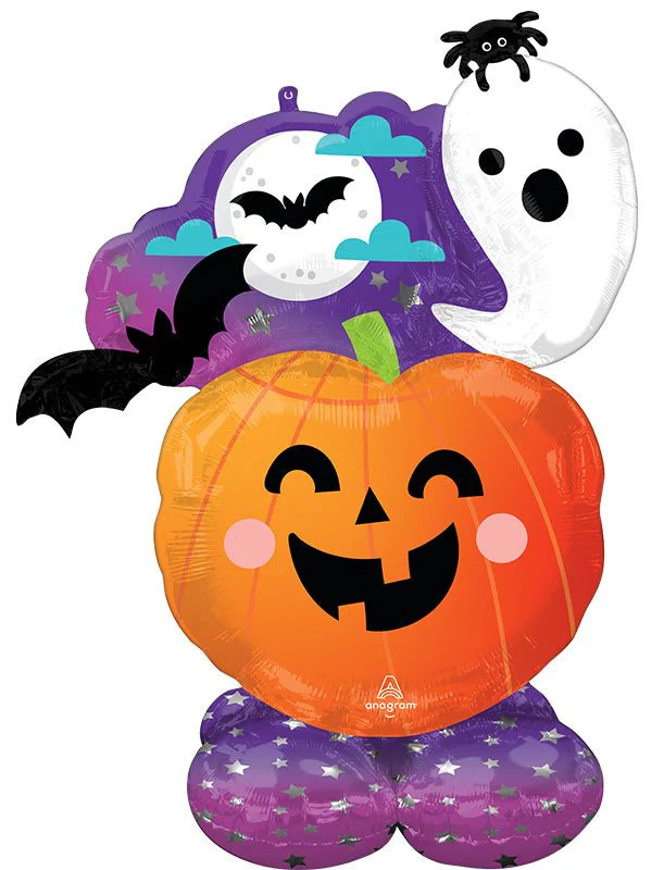 Ghost and Pumpkin Airloonz Standing Air-Filled Foil Balloon, 41 Inches, 1 Count