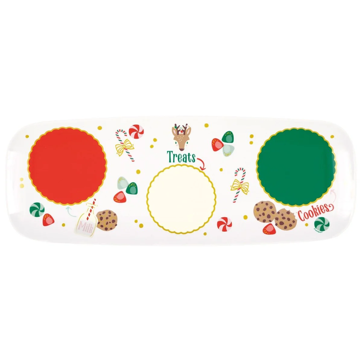 Gingerbread Xmas Plastic Serving Tray, 8 Inches, 1 Count