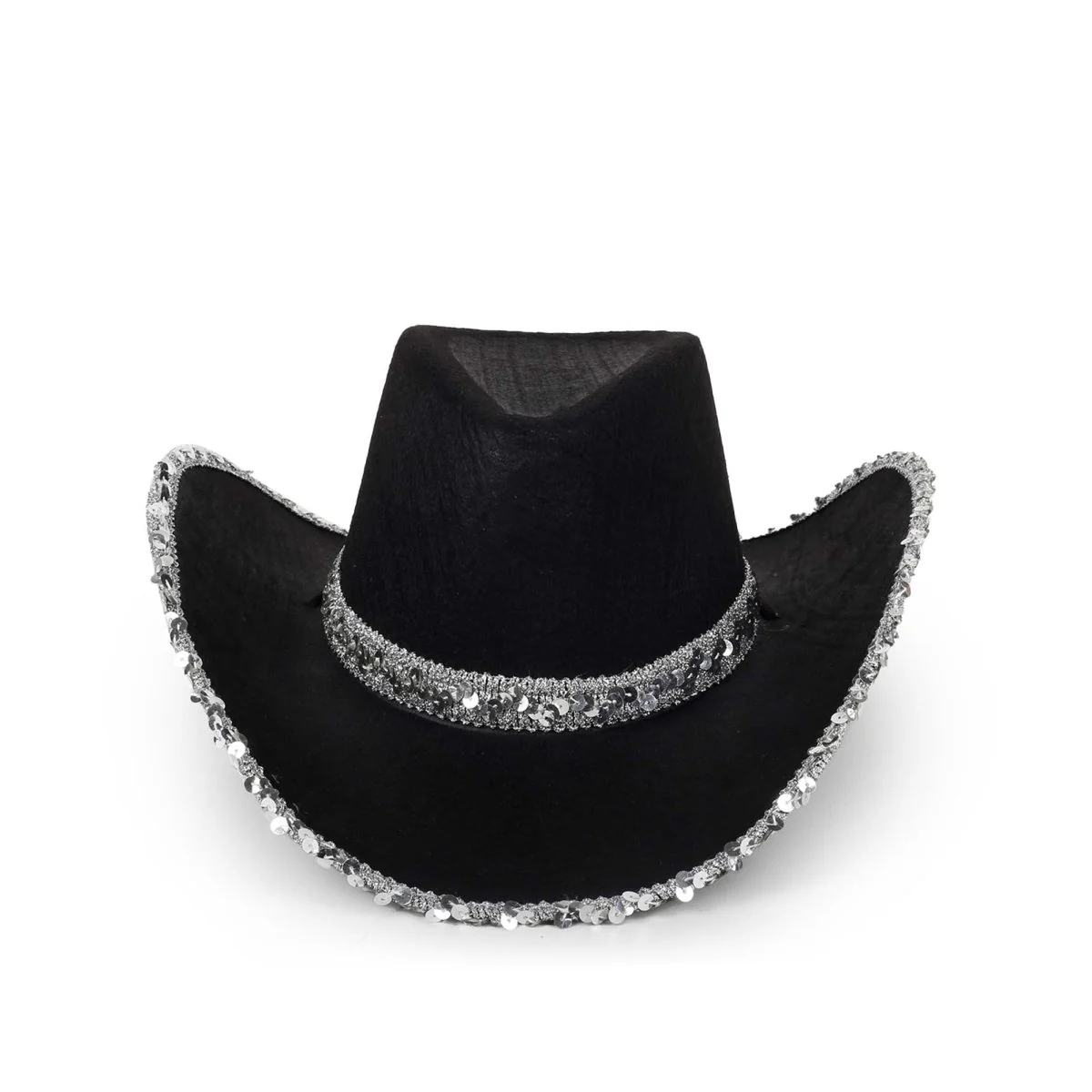 Glam Cowgirl Hat for Adults, Black and Silver - Image 2