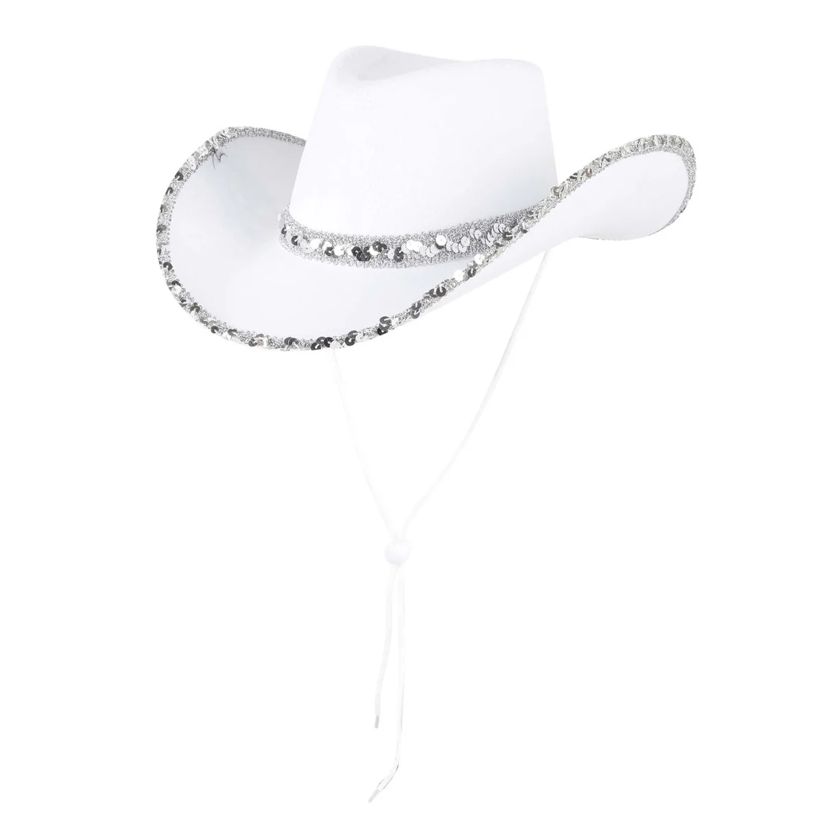 Glam Cowgirl Hat for Adults, White and Silver - Image 5