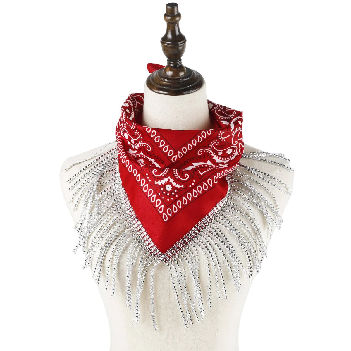 Glam Fringe Red Bandana, 1 Count