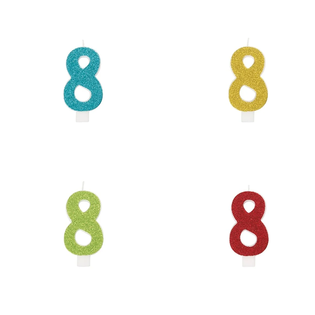Glitter Number 8 Birthday Candle, Assortment, 1 Count