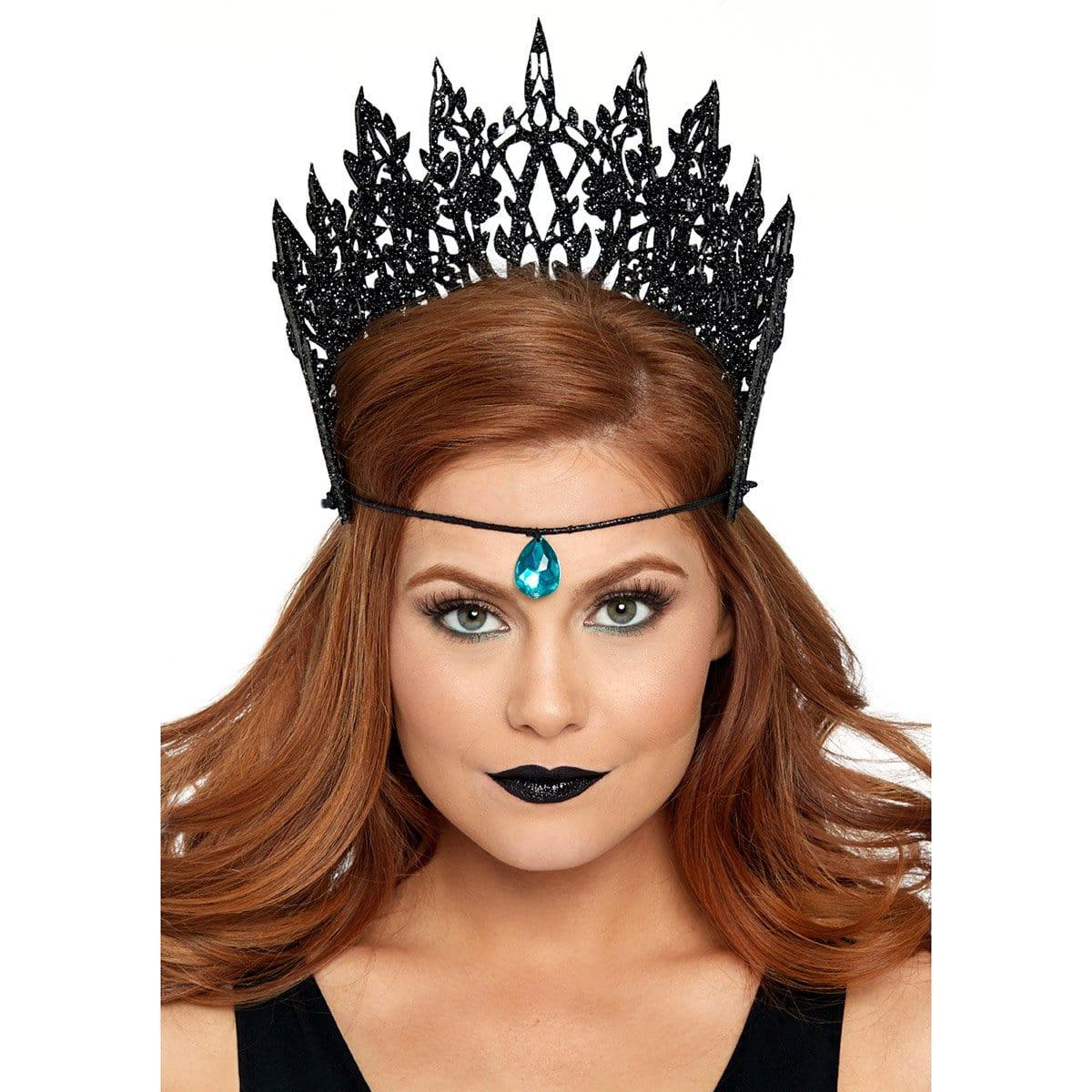 Black glitter queen crown for adults
