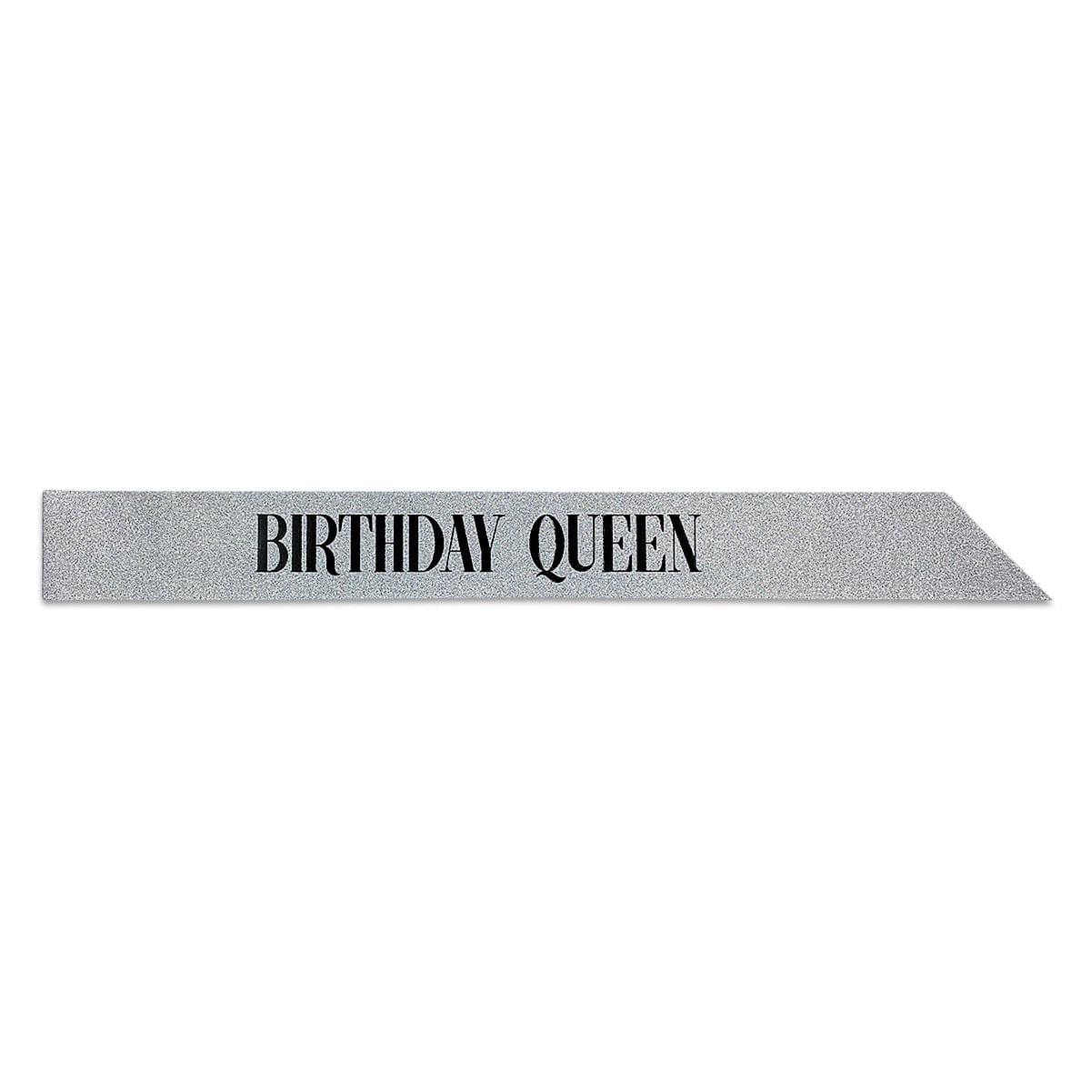 Glitter Sash, "Birthday Queen", Silver
