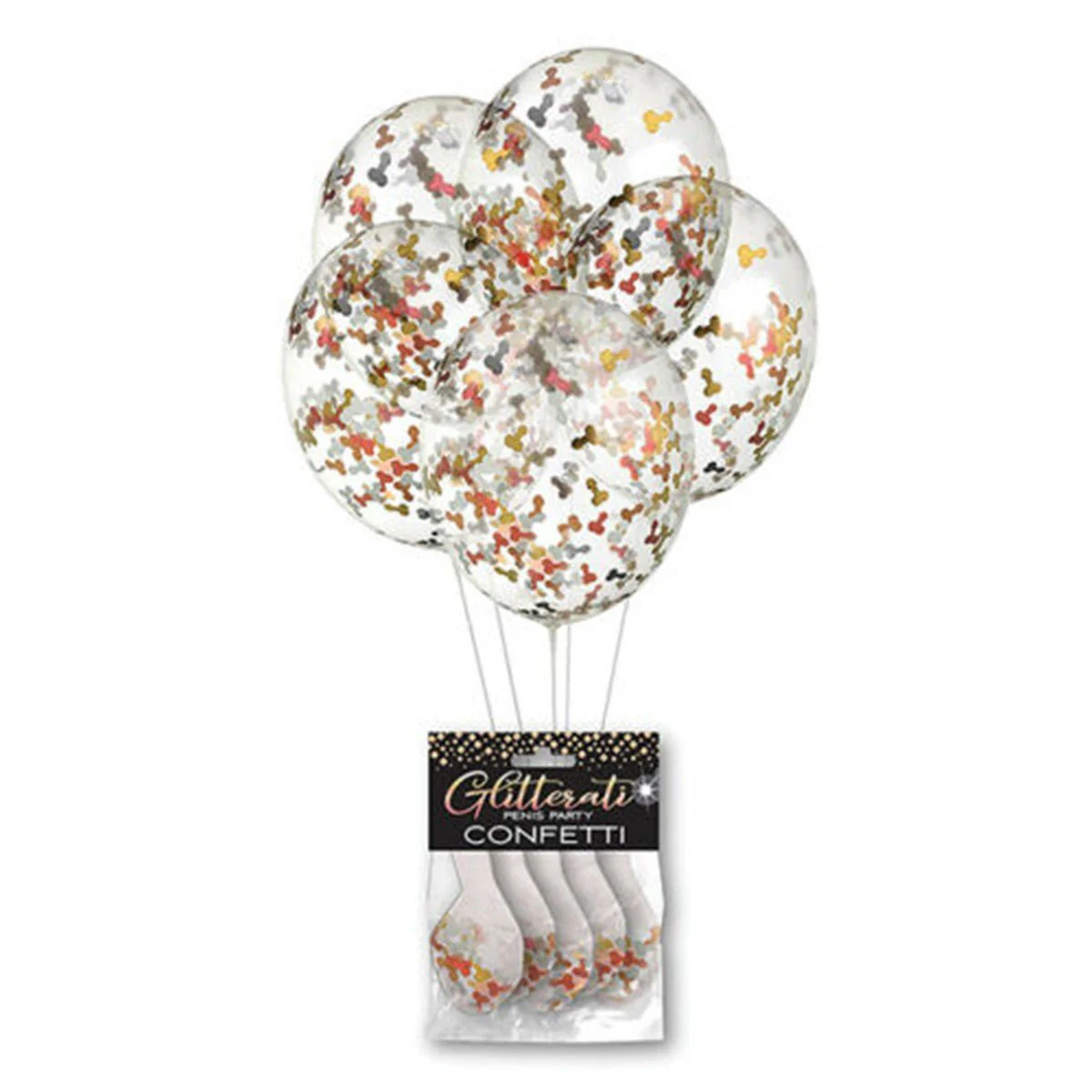 Glitterati Multicolor Confetti Latex Balloons, 12 Inches, 6 Count