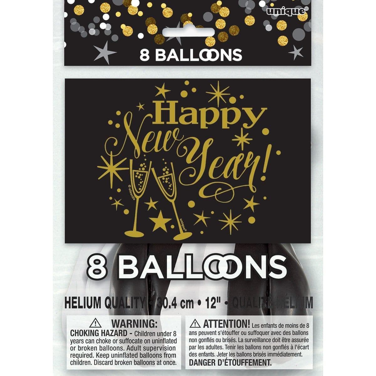 Glittering New Year - Latex Balloons 8/pkg