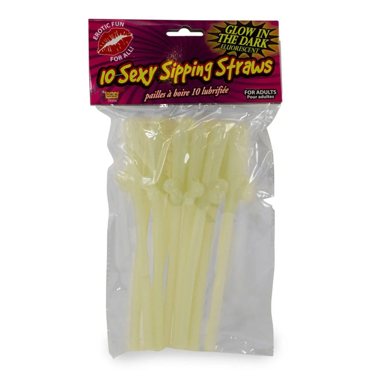 Glow in the Dark Penis Straws, 10 Count