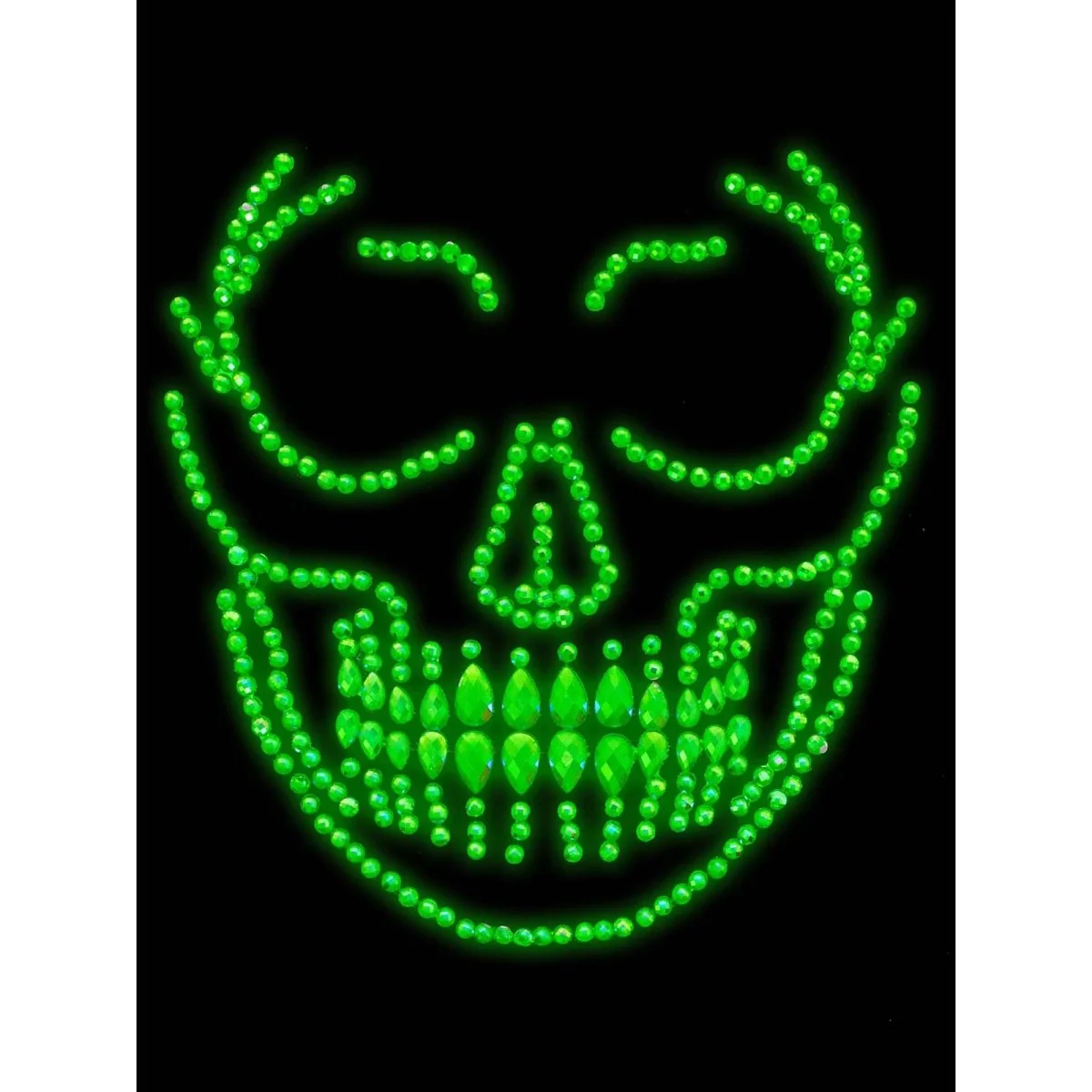 Glow-in-the-Dark Skull Adhesive Face Jewels, 1 Count - Image 2