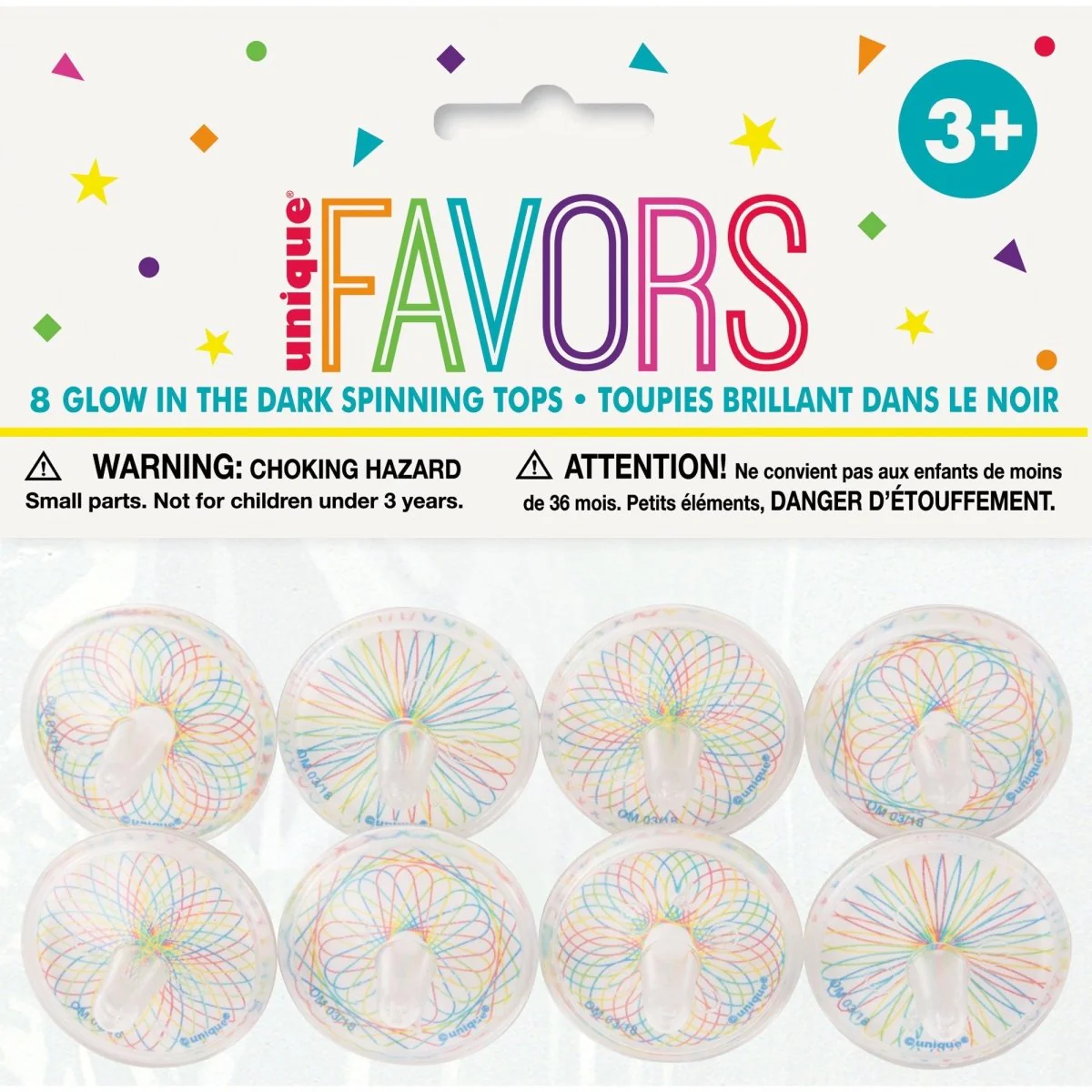 Glow in the Dark Spinning Tops, 8 Count