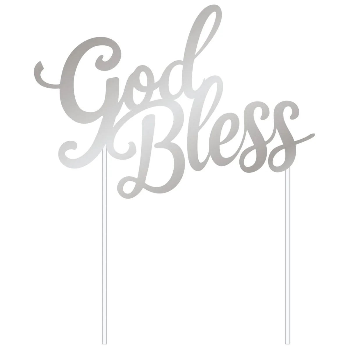 'God Bless' Silver Cake Topper, 1 Count