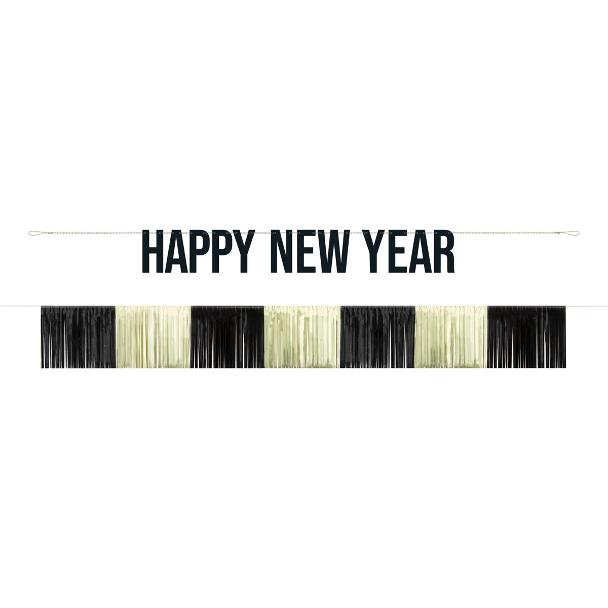 Gold and Black Happy New Year Fringe Banner Set, 2 Count