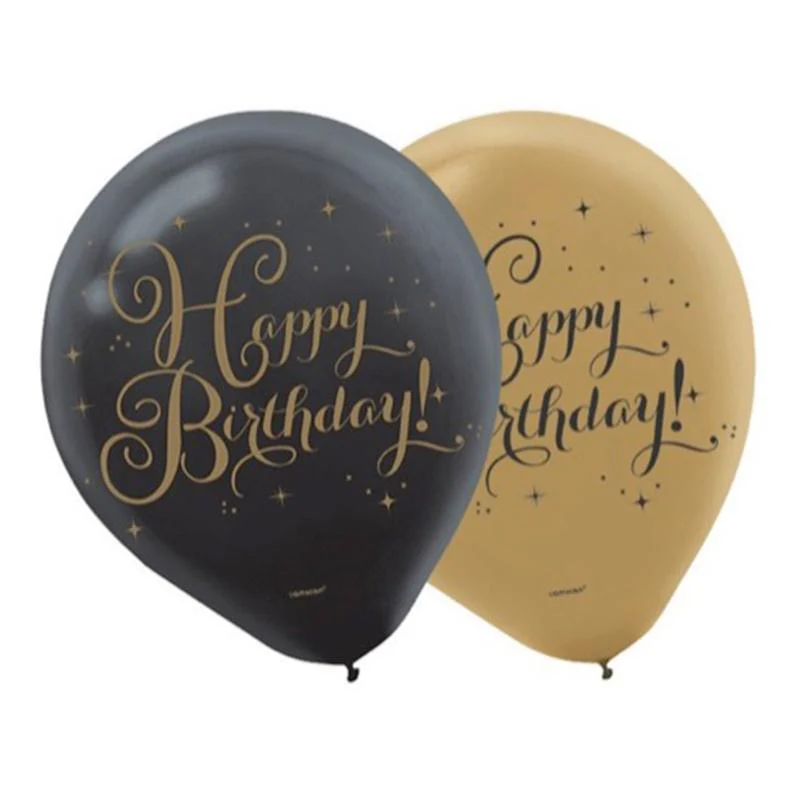 Gold Birthday - Latex Balloon 15/pkg