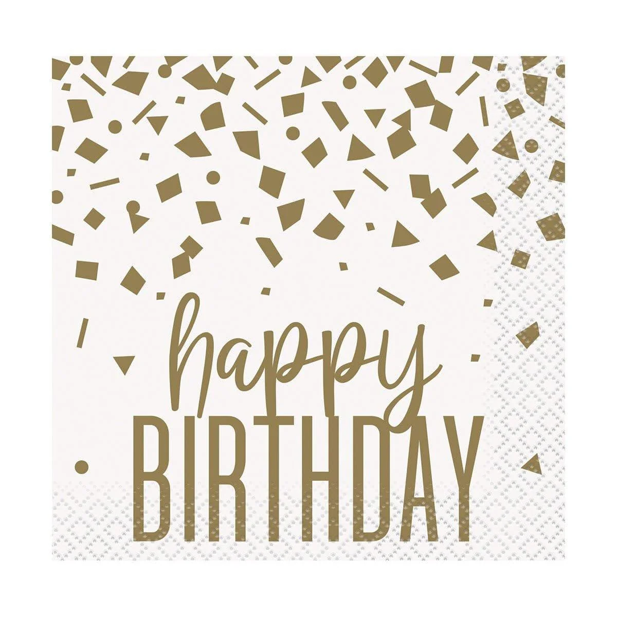 Gold Confetti Birthday Beverage Napkins, 16 Count