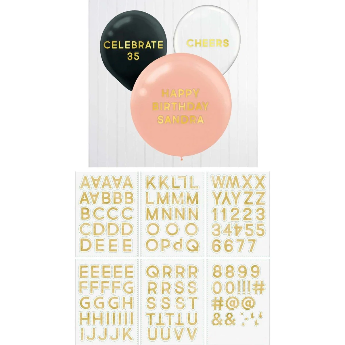 Gold Foil Balloon Stickers Set, 6 Count