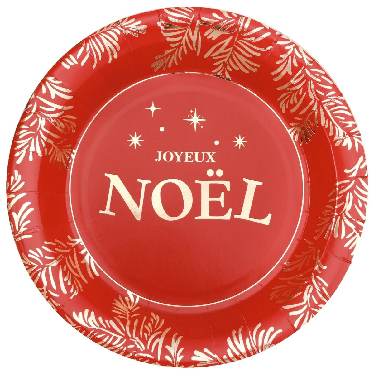 Gold Leaves Christmas Large Lunch Paper Plates, 9 Inches, 10 Count