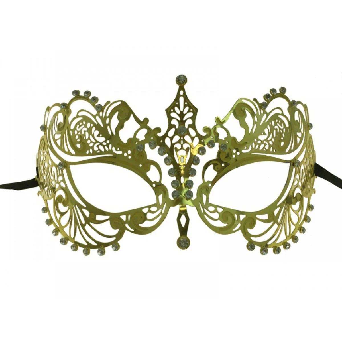 Gold Metal Venetian Mask with Rhinestones, 1 Count